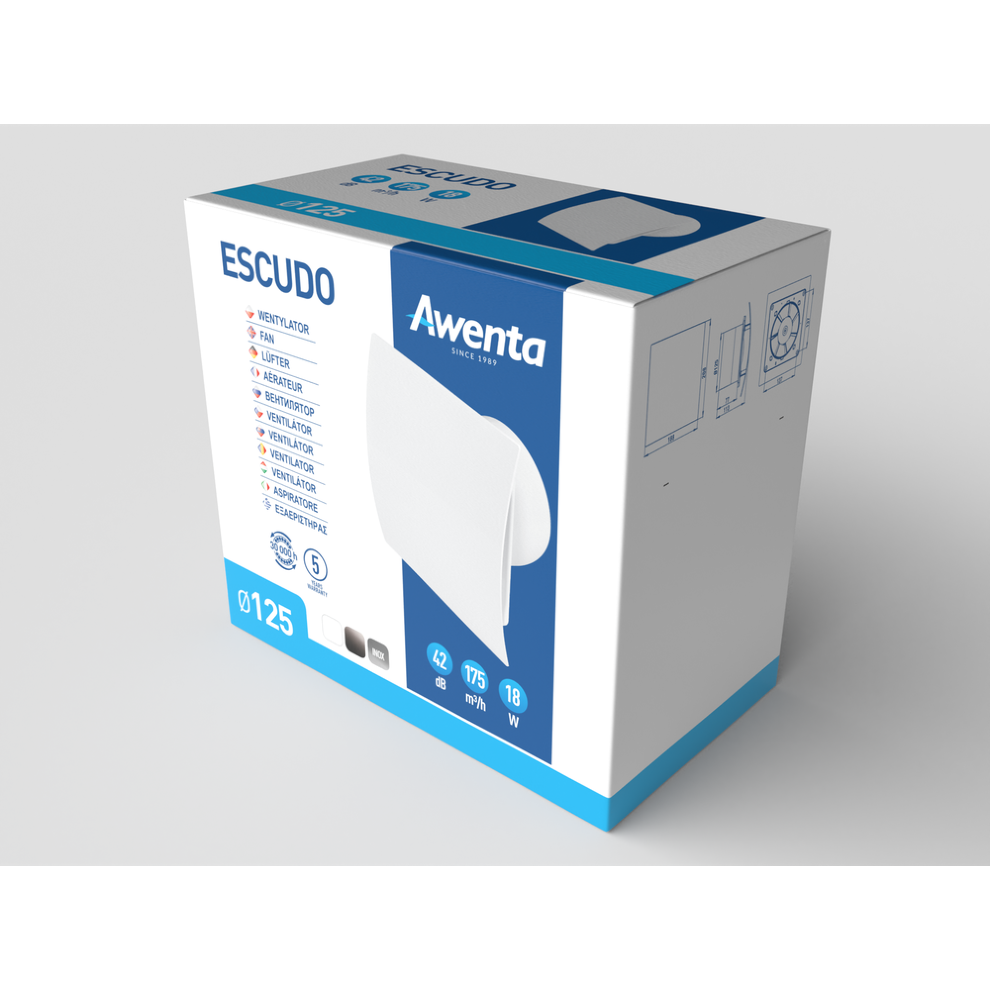 Витяжний вентилятор AWENTA Escudo 125 (Білий)