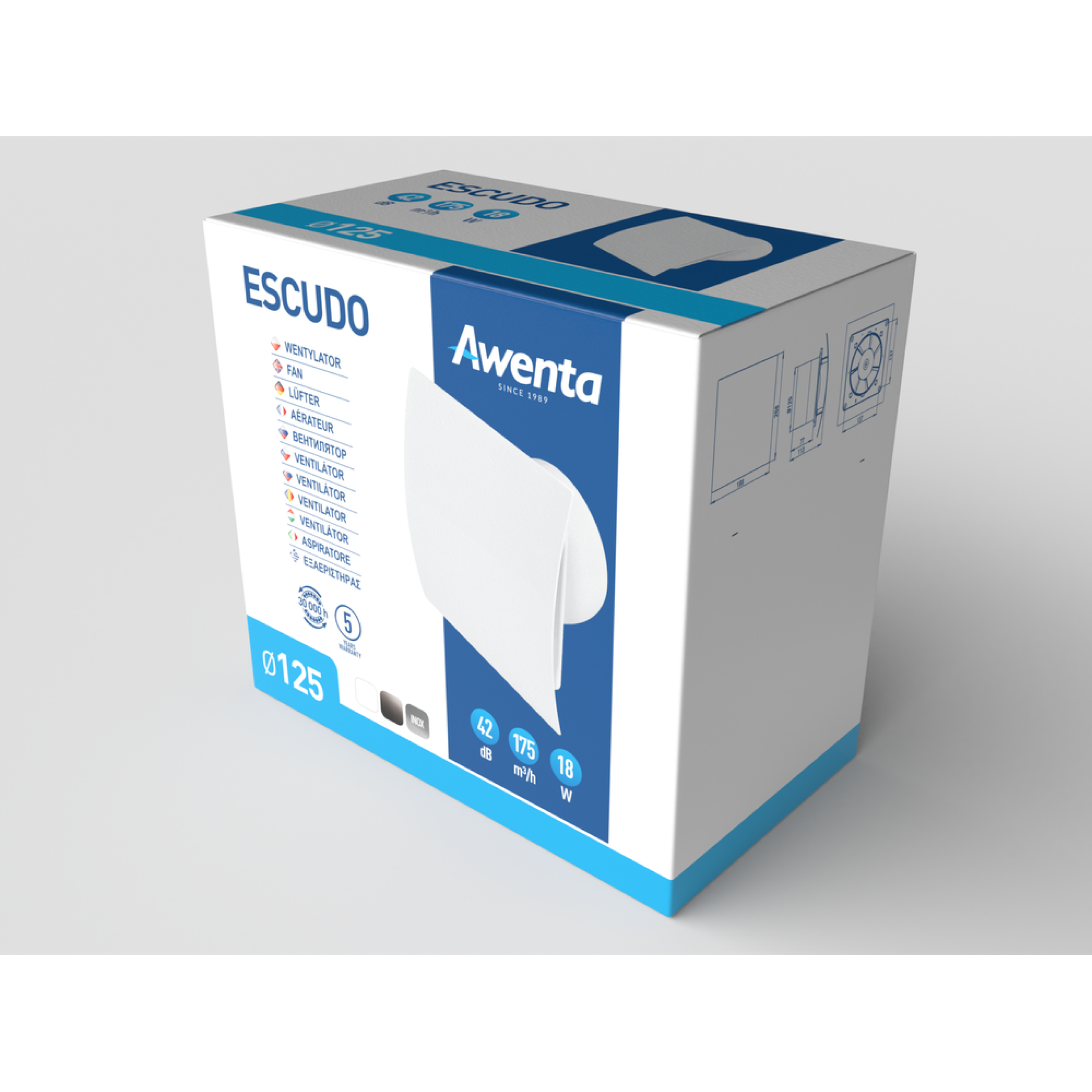 Витяжний вентилятор AWENTA Escudo 125 (Білий)