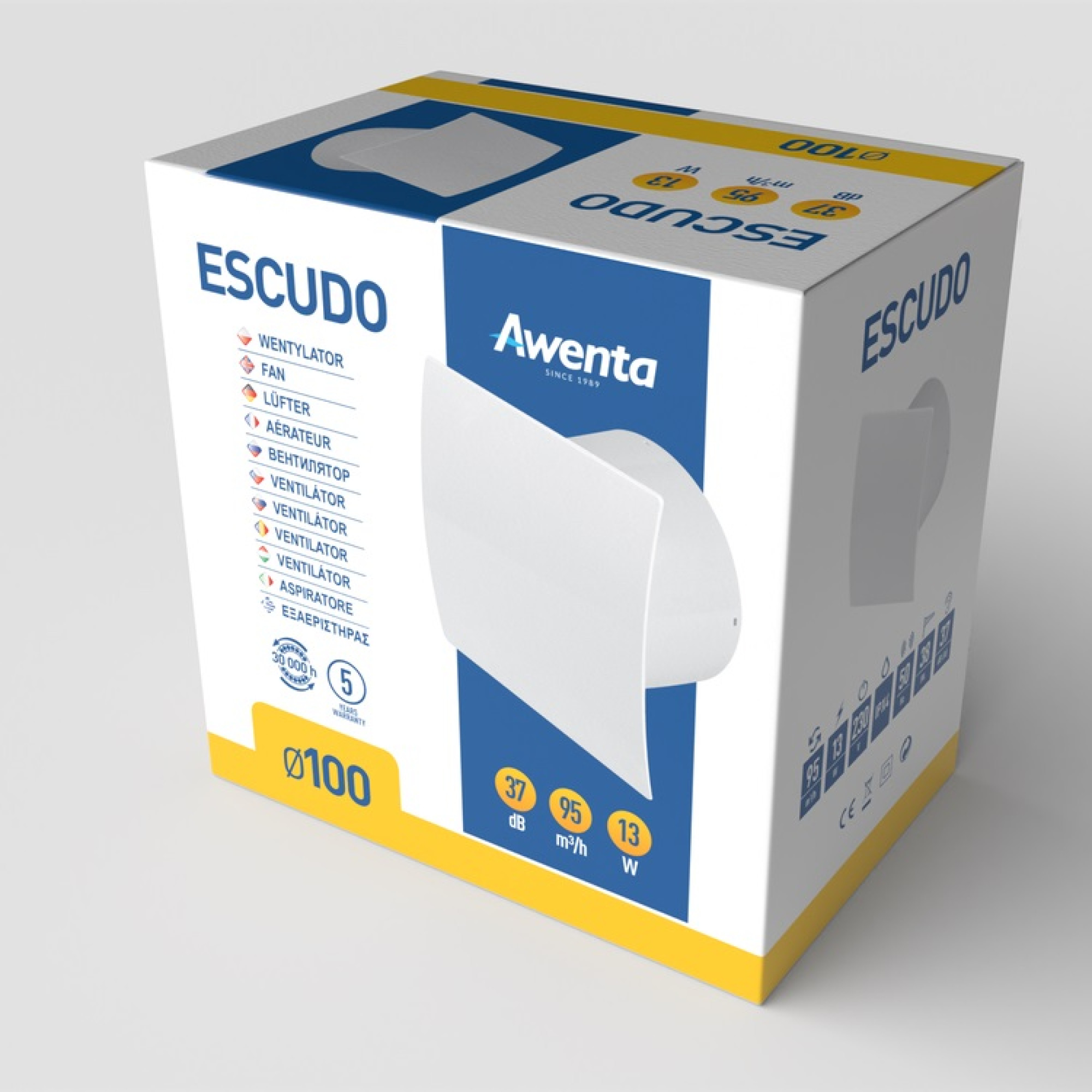 Витяжний вентилятор AWENTA Escudo 100 (Білий)